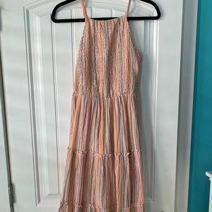 Sim and Sam Pink and Orange Shimmer Midi Dress Size Small